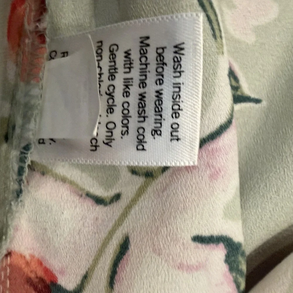 LC Lauren Conrad Size Large Sage Green Floral Faux-Wrap Midi Dress Cottagecore - Picture 15 of 15